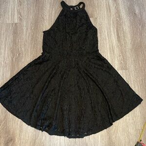 Elegant Black Lace Halter Dress